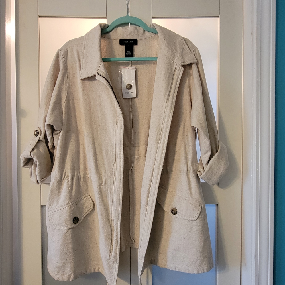 Karen Kane Cargo Utility Jacket Lightweight Cotton